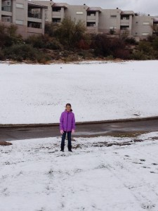 Our formerly frozen embryo in the Tucson desert snow